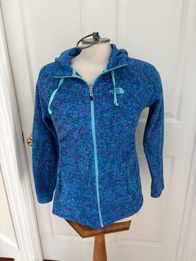 The North Face Blue Teal Marled Full-Zip Hooded Fleece